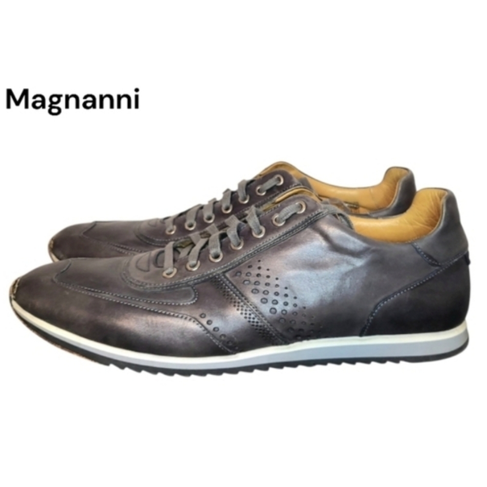 Magnanni Cristian Christian Gray Leather Casual Dress Sneaker Shoe Spain Men 13 - Picture 3 of 16